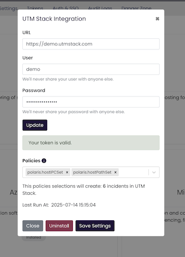 UTM Stack Integration