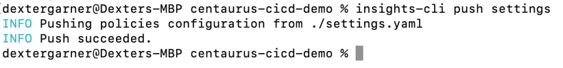 run the insights-cli push settings command