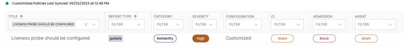 liveness probe should be configured - enforced by the Polaris policy engine