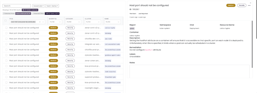 Screenshot of Insights Host port should not be configured Action Items