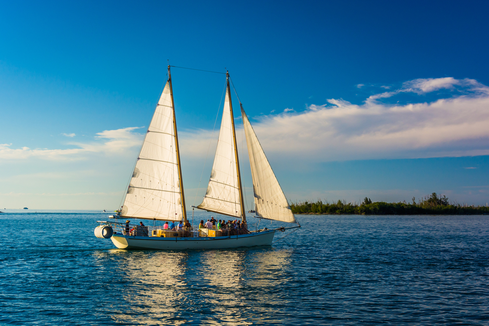 Sailboat on the water in Key West, Florida.